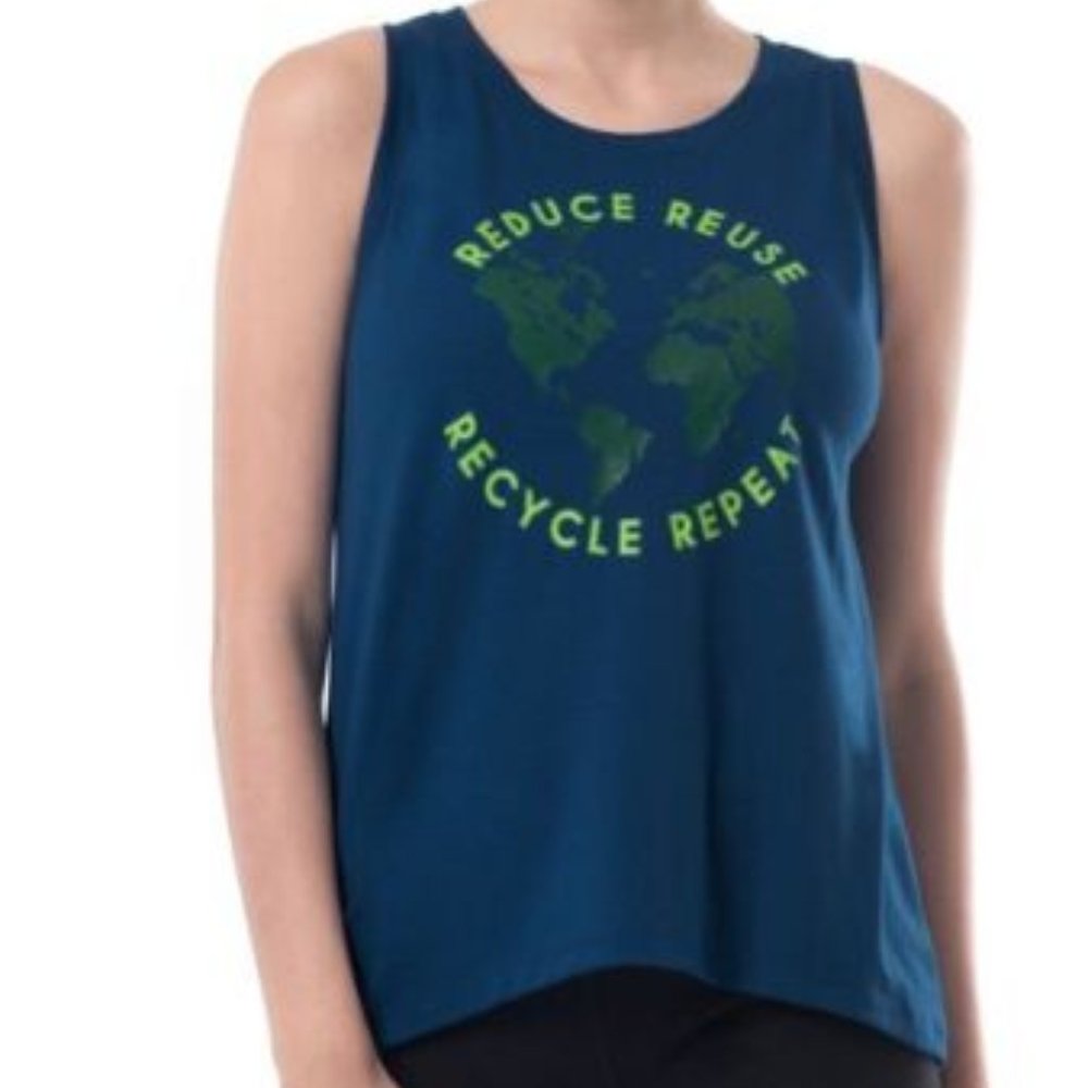 Graphic Tank Top Blue Green Neon Women's, SZ SM NWT